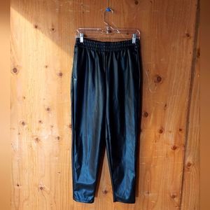 Fabletics Black Vegan Leather Jogger Casual Pants Women's Size S NWT